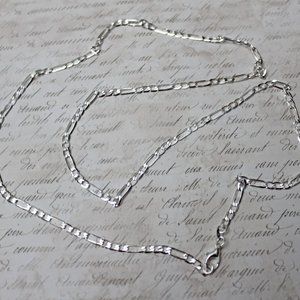 New 28 Inch Long Silver 925 Figero Chain Necklace N25